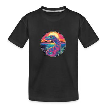 Kobra Buntes Aquarell Cartoon Kawaii Tier - Kinder Premium Bio T-Shirt - Schwarz - Vorne