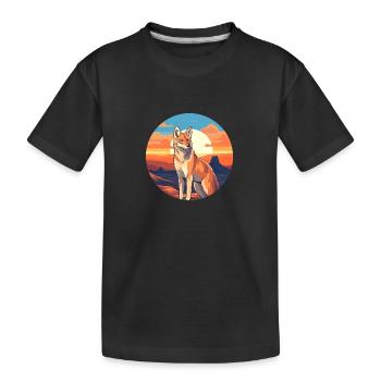 Kojote Buntes Aquarell Cartoon Kawaii Tier - Kinder Premium Bio T-Shirt - Schwarz - Vorne