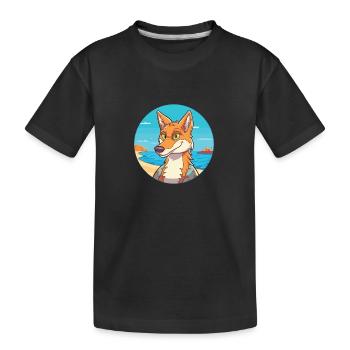 Kojote Aquarell Cartoon Kawaii Clipart Tier - Kinder Premium Bio T-Shirt - Schwarz - Vorne