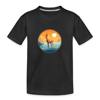Impala Aquarell Karikatur Kawaii Clipart Tier - Kinder Premium Bio T-Shirt - Schwarz - Vorne