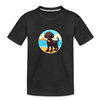 Curly Coated Retriever Dog Breed Cartoon Kawaii - Kids' Premium Organic T-Shirt - black - Front