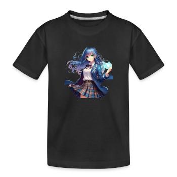 Manga anime fille en uniforme scolaire - T-shirt bio Premium Enfant - noir - Devant