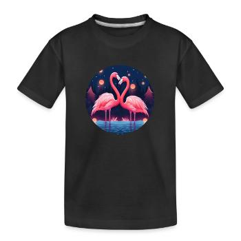 Flamingo Flock Tropical, Liebe Flamingos - Kinder Premium Bio T-Shirt - Schwarz - Vorne