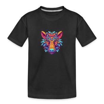 Sanglier Aquarelle Colorée Dessin Animé Kawaii Animal - T-shirt bio Premium Enfant - noir - Devant
