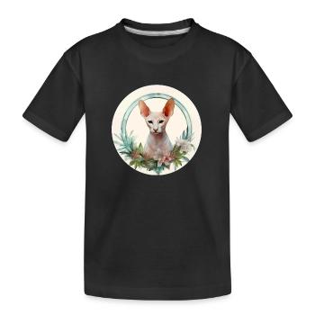 Orientalische Kurzhaarkatze Boho-Stil, Liebeskatzen - Kinder Premium Bio T-Shirt - Schwarz - Vorne