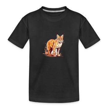 Rotluchs buntes Aquarell Karikatur Kawaii Tier - Kinder Premium Bio T-Shirt - Schwarz - Vorne