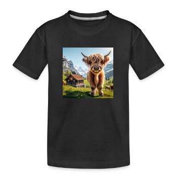 Vache Highland douce et moelleuse - T-shirt bio Premium Enfant - noir - Devant