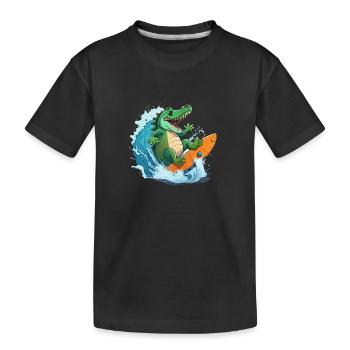 Croco sur la plage - T-shirt bio Premium Enfant - noir - Devant