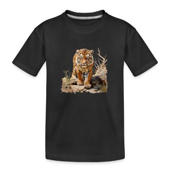 Das Streifenmuster macht einen Tiger bekannt - Kinder Premium Bio T-Shirt - Schwarz - Vorne
