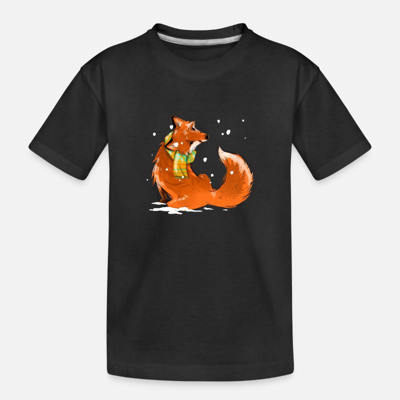 Fuchs im Schnee - Kinder Premium Bio T-Shirt - Schwarz