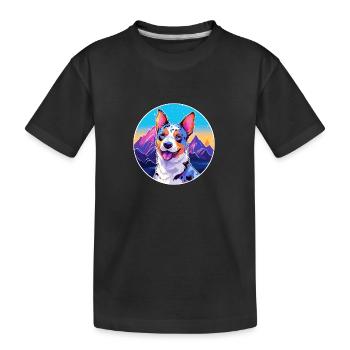 Blauer Heeler Hunderasse Cartoon Kawaii Aquarell - Kinder Premium Bio T-Shirt - Schwarz - Vorne
