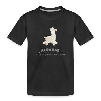 Alpakas - frech und flauschig - Kinder Premium Bio T-Shirt - Schwarz - Vorne