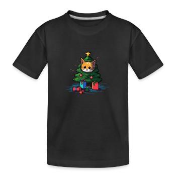 Xmas katt - Ekologisk premium-T-shirt barn - svart - Fram