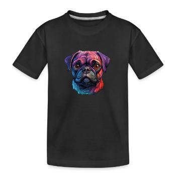 Mops in verschiedenen Farben - Kinder Premium Bio T-Shirt - Schwarz - Vorne