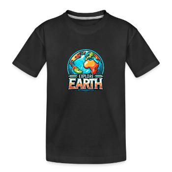 Explore Earth - Earth Illustration - Kids' Premium Organic T-Shirt - black - Front
