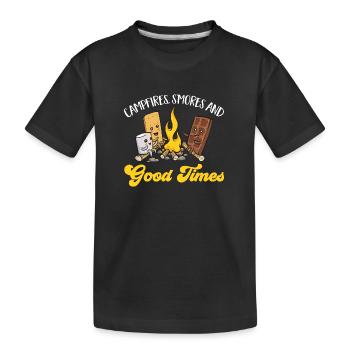 S'more Lagerfeuer Marshmallow Camping - Kinder Premium Bio T-Shirt - Schwarz - Vorne