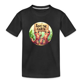 Regenwurm Familie - Kinder Premium Bio T-Shirt - Schwarz - Vorne