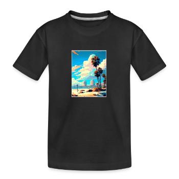Long Beach Californie Cali Vintage affiche de voyage - T-shirt bio Premium Enfant - noir - Devant