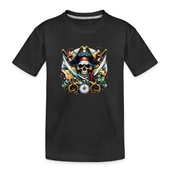 Totenkopf Pirat - Kinder Premium Bio T-Shirt - Schwarz - Vorne