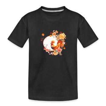 Chinesischer Neujahrshahn - Kinder Premium Bio T-Shirt - Schwarz - Vorne