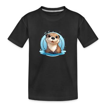 Otter - Kinder Premium Bio T-Shirt - Schwarz - Vorne