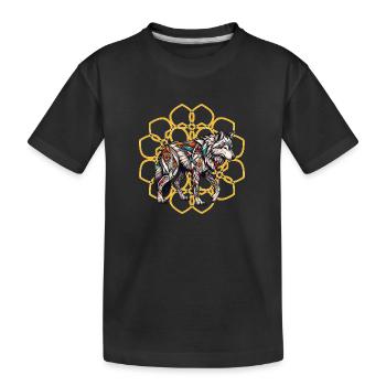 Loup tribal dans le mandala doré - T-shirt bio Premium Enfant - noir - Devant