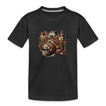 Steampunk Kamera 2 - Kinder Premium Bio T-Shirt - Schwarz - Vorne