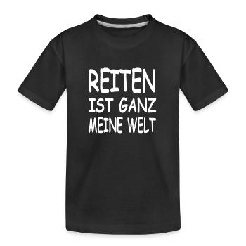 Reiten - Kinder Premium Bio T-Shirt - Schwarz - Vorne