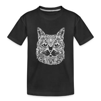 Katze, Katzenmotiv, Katzengesicht - Kinder Premium Bio T-Shirt - Schwarz - Vorne