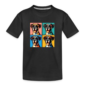 Pop Boxer Dog Portrait - Pet Portrait - Kids' Premium Organic T-Shirt - black - Front