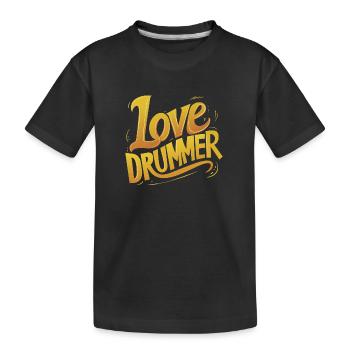 J’adore le batteur, j’adore la batterie. - T-shirt bio Premium Enfant - noir - Devant