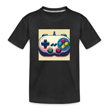 Manette de jeu rétro en Risograph - T-shirt bio Premium Enfant - noir - Devant