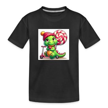 Crocodile vert avec chapeau sucette et rouleau sucette - T-shirt bio Premium Enfant - noir - Devant