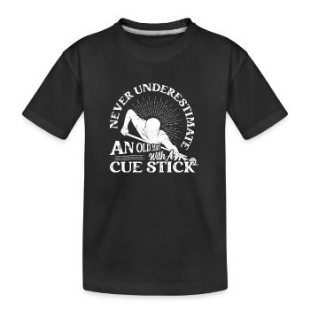 An Old Man With A Cue Stick Billiard Player Billar - Kinder Premium Bio T-Shirt - Schwarz - Vorne