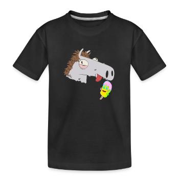 Pferdekopf Eiskrem Kinder Sommer Kind Pferd Pferde - Kinder Premium Bio T-Shirt - Schwarz - Vorne