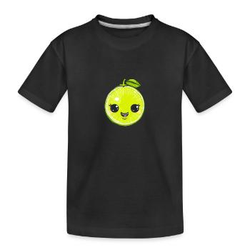 Glückliche Limette im grünen Cartoon-Stil - Kinder Premium Bio T-Shirt - Schwarz - Vorne