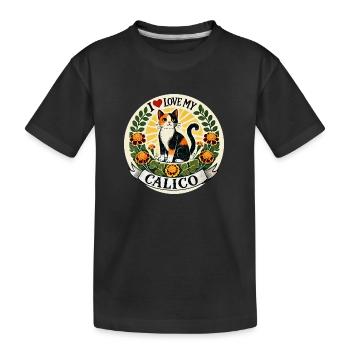 I love my Calico - Kids' Premium Organic T-Shirt - black - Front