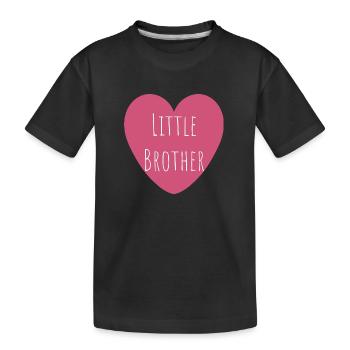 Little Brother | Pink Heart - Kids' Premium Organic T-Shirt - black - Front