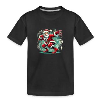 Père Noël dansant Twist Cadeau secret du Père Noël - T-shirt bio Premium Enfant - noir - Devant