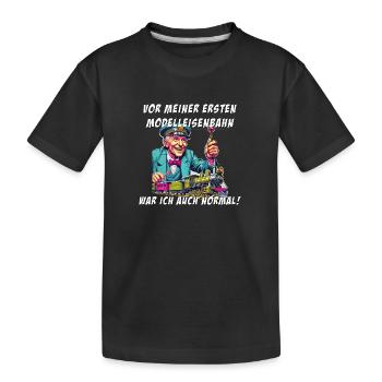 Modelleisenbahn Sprüche Zug Dampflok - Kinder Premium Bio T-Shirt - Schwarz - Vorne