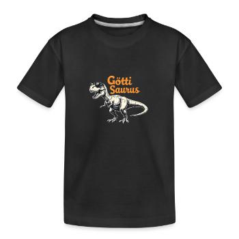 Göttisaurus Firmgötti Taufgötti Göti Fragen - Kinder Premium Bio T-Shirt - Schwarz - Vorne