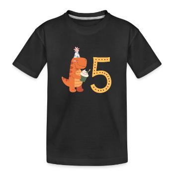5th Birthday Dinosaur Customizable with Your Text - Kids' Premium Organic T-Shirt - black - Front