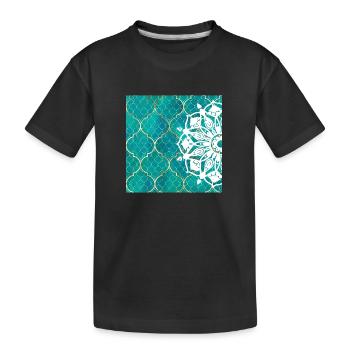 Teal Mandala Moroccan Art - Kids' Premium Organic T-Shirt - black - Front