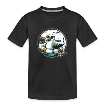 Mouette dans une bouée de sauvetage - T-shirt bio Premium Enfant - noir - Devant