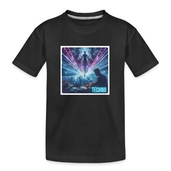 DJ mit Lasershow - Kinder Premium Bio T-Shirt - Schwarz - Vorne