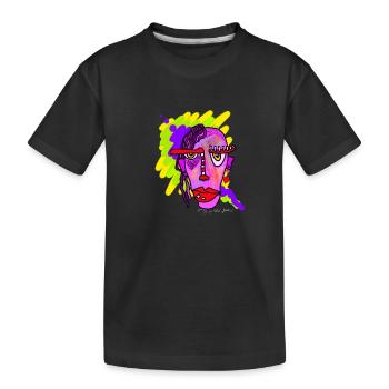 Neonfarbenes Linienporträt - Kinder Premium Bio T-Shirt - Schwarz - Vorne