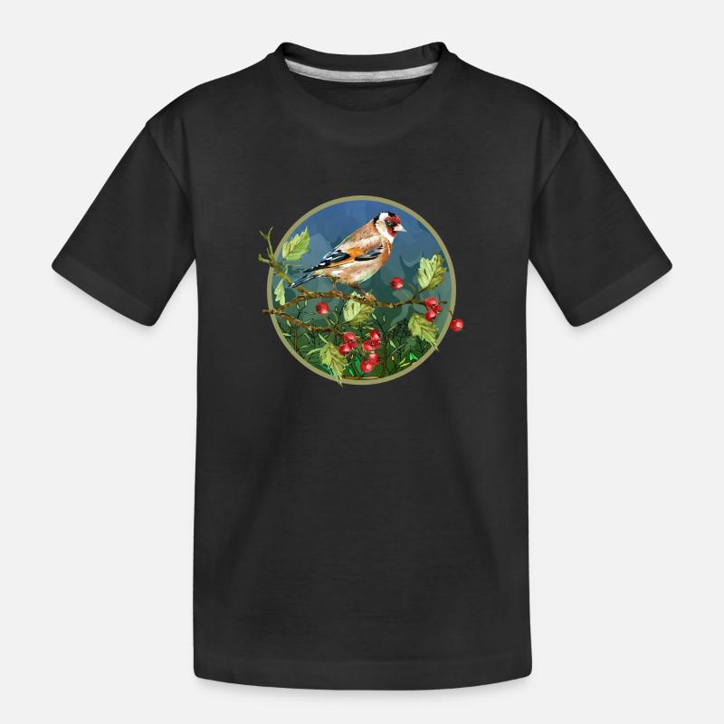 Bunter Vogel - Kinder Premium Bio T-Shirt - Schwarz