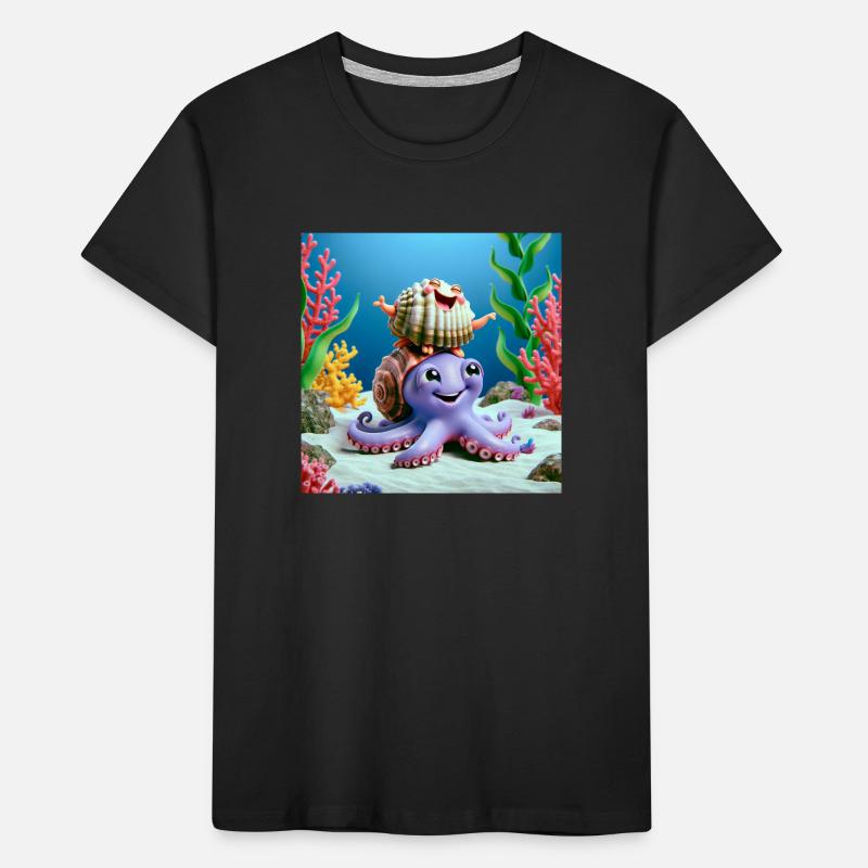 Squid with a clam on its head Kids' Premium Organic T-Shirt