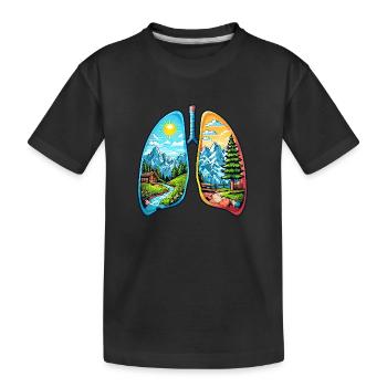 Poumon naturel Montagne Paysage Forêt - T-shirt bio Premium Enfant - noir - Devant