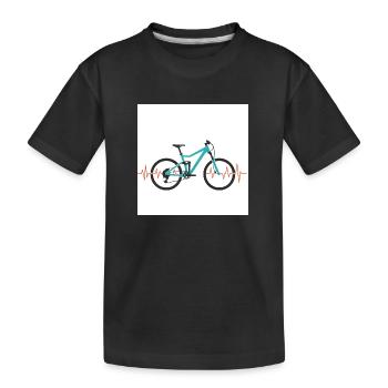 Im Rhythmus der Berge: Mountainbike & Herzschlag - Kinder Premium Bio T-Shirt - Schwarz - Vorne